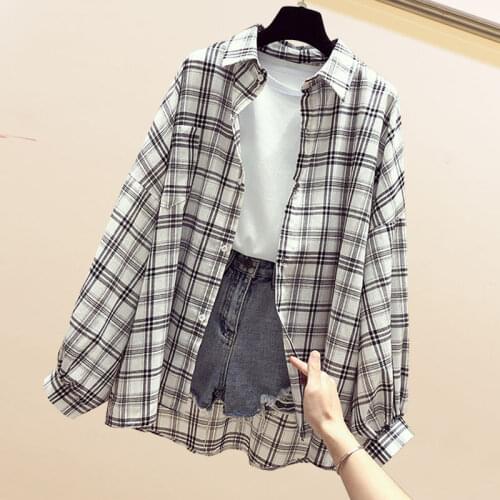 Plus Size Summer Fashion Boho Plaid Blouse Casual Loose Sheer Chiffon Cardigan Kimono Tops Female Women Long Sleeve Shirt Blusas