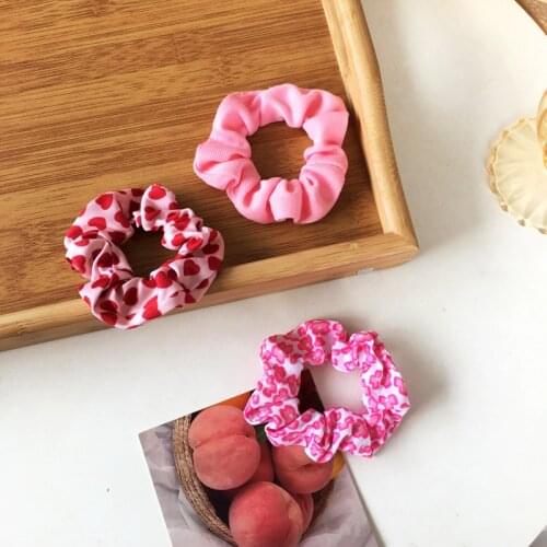 Flowers Hearts Girls Cute Hair Ties Pink Wholesale Elastic Hair Bands