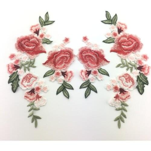 Rose Flower Embroidery Patches sticker for Clothes Parches Para La Ropa Applique Embroidery Flower Patches