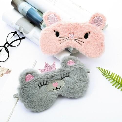Crown Bear Mouse Plush Embroidery Eye Mask Cartoon Sleeping Mask Blindfold Eye Shade Cover Eyeshade For Travel Home Party Gifts