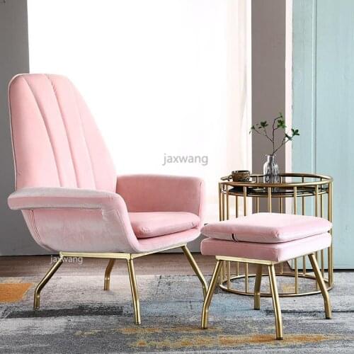 Nordic Fabric Single Sofa Living Room Chair French Luxury Net Red Suede Bedroom Chair Sofas Creative Leisure Single Salon Chair