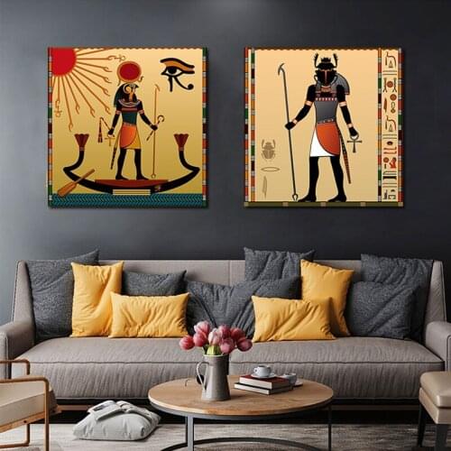 Modern Retro Ancien Egyptian Figure Murals Oil Painting Home Decoration Egypt Wall Pictures For Home Living Room Sofa Background