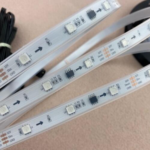 5m DC12V WS2811 (10pixes/m) 150LEDs led digital strip;waterproof in silicon tube;IP66;with 2m 13.5mm 3 core pigtail;WHITE PCB