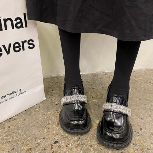 Fashion Platform Womens Shoes Small Leather Shoes Women 2021 New Spring Autumn Chunky Heels Strap Ladies Shoes Tenis Feminino