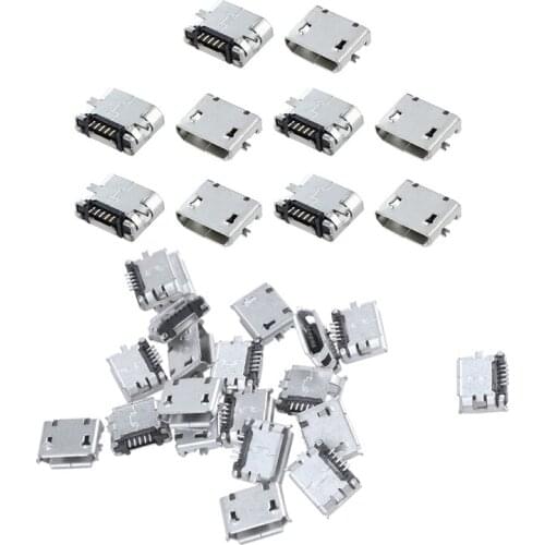 WSFS Hot 30 Pcs Spare Parts Type B Micro-USB 5 Pin Female Jack Connector Port Socket, 10 Pcs A & 20 Pcs B
