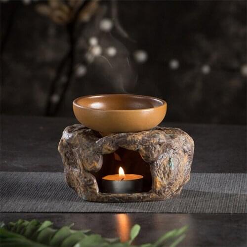 Japanese Retro Coarse Pottery Teapot Stove Candle Heating Base Tea Warmer Kung Fu Tea Set Ceramic Insulation Coffee Pot Heater