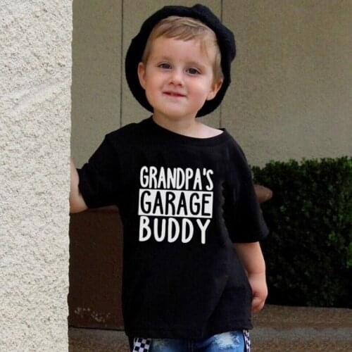 Funny Kids Boys Tshirt Grandpas Garage Buddy Print Letters Printed Toddler Boy Short Sleeve T-shirt Children Cute Tees Tops