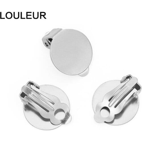 10pcs/lot Stainless Steel Earring Clips No Pierced Flat Back Photo Glass Cabochon Settings Cameo Base For Jewelry Making Finding