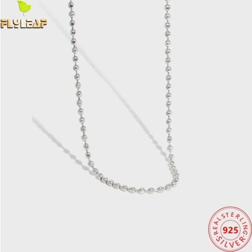 925 Sterling Silver Flat Beads Chain Necklace For Women High-quality Women Fasion Jewellery 2021 Trend