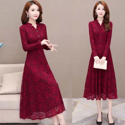 Autumn Winter Embroidered Vintage Elegant Long Sleeve Dress Women Plus Size 5XL Long Dresses Vestido De Mujer Femme Robe Y543