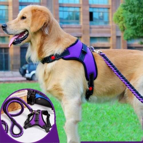 2021 Nylon Heavy Dog Pet Harness Collar Extra Big Large Medium Small Dog Harnesses Vest Leash Rope Set Husky Dogs Supplies