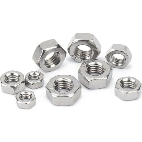5PCS Hex Fine Thread Nut A2 Stainless Steel Hexagon Hex Nuts M6 M8 M10 M12-M24 DIN934