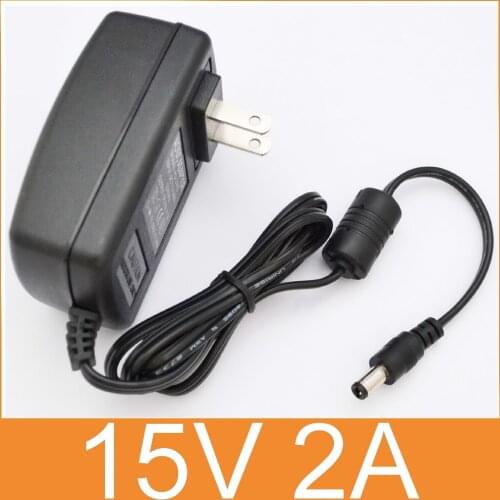 50PCS high quality 15V2A AC 100V-240V Converter Adapter DC 15V 2A 2000mA Power Supply US Plug 5.5mm x 2.1-2.5mm