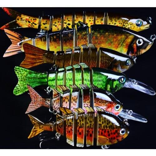 6Pcs Hard Fishing Lure Multi Jointed 3D Eyes Swimbait Segment Lure Crankbait With 2 Hook Fishing Baits Set