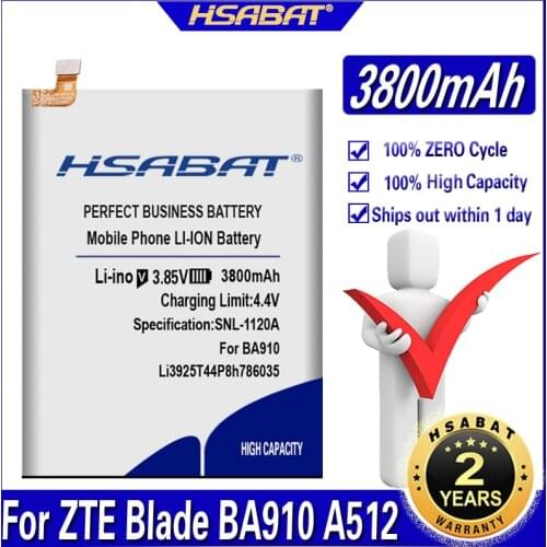 HSABAT 3800mAh Li3925T44P8h786035 Battery for ZTE Blade V8 V0800 BV0800 V7 V7Plus V770 BA910 A910 A512 Xiaoxian 4 BV0701