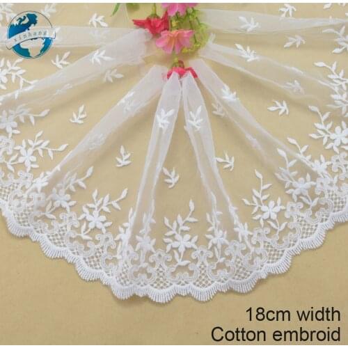 18cm white cotton embroidery lace french lace ribbon fabric guipure diy trims warp knitting sewing Accessories#3279