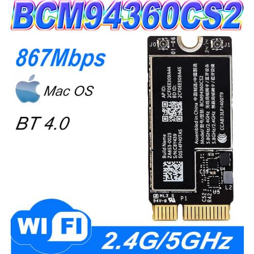 Broadcom Bcm94360cs2 Bcm94360cs2ax Bcm4360 Bluetooth Wireless Wifi Card Module for Air 11 " A1465 13 " A1466 802.11ac