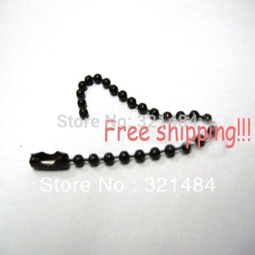 Black 500pcs 2mm ball bead 12cm Key chain Garment Clothing tag chain findings
