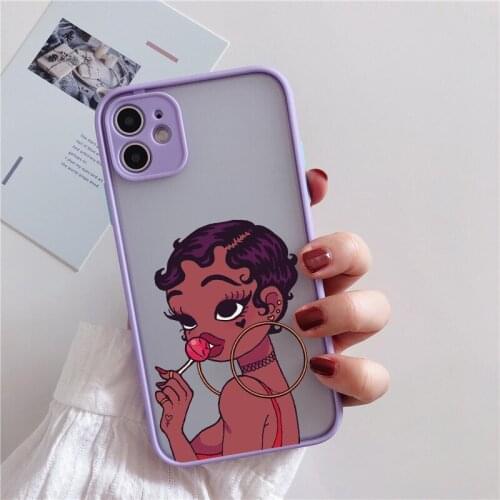 Afro Girls Black Women Art Cash Girl Melanin Poppin Case For iPhone 12 PRO XR XS Max X 7 8 6 Plus 11Pro Max SE2020 MINI Case