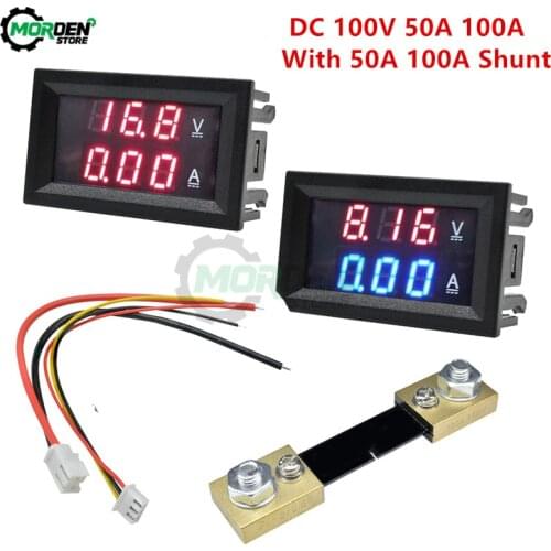 0.56" Dual LED Display Digital Voltmeter Ammeter DC 100V 50A 100A Panel Amp Volt Voltage Current Meter Detector Tester + Shunt