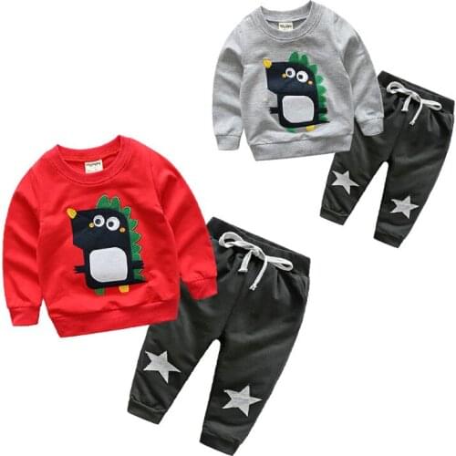 CHILDREN WIT kids clothes 2017 autumn pure cotton Europe casual cartoon childrens suit 2-7 year boys & girls clothing set