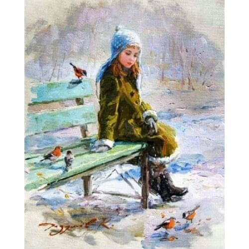 Diy Diamond painting cross stitch Kit Park girl 5D Diamond embroidery sparrow square diamant mosaic wall decorative stickers