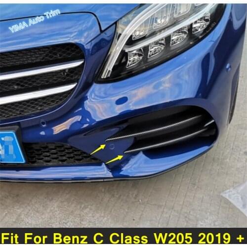 Lapetus Chrome Front Fog Lights Lamp Eyelid Eyebrow Cover Trim Strip ABS For Mercedes-Benz C Class W205 2019 - 2021 Carbon Fiber