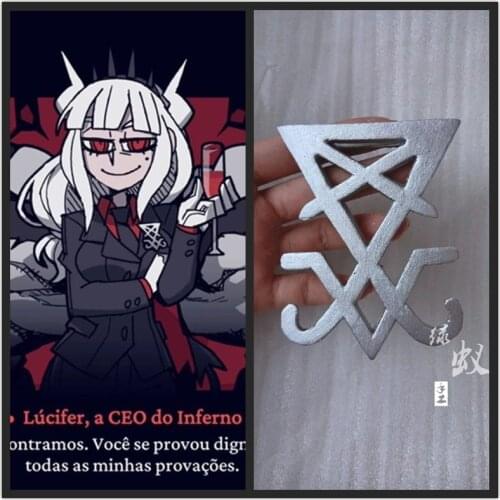 Game Helltaker Lucifer Cosplay Badge Brooch Chest Clip Costume Accessories Ornament Props