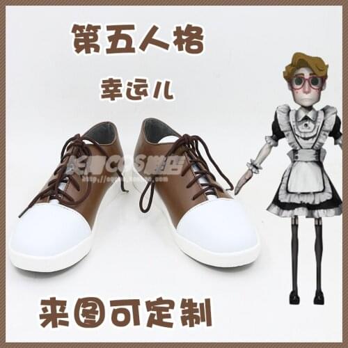 Lucky Guy Maid Costume Cosplay Game Identity V Lucky Guy Unisex Man Female Cafe Black Maid Cospaly Shoes Boots Custom Made