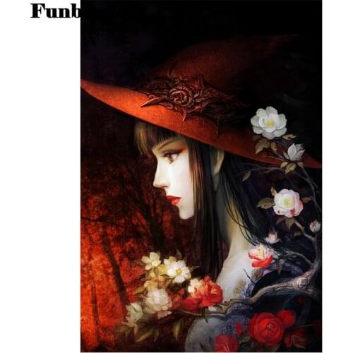 Red hat beauty Diamond Mosaic Full Square 5d Diy Diamond Embroidery round Drill decor home art Diamond Painting sticker FF708