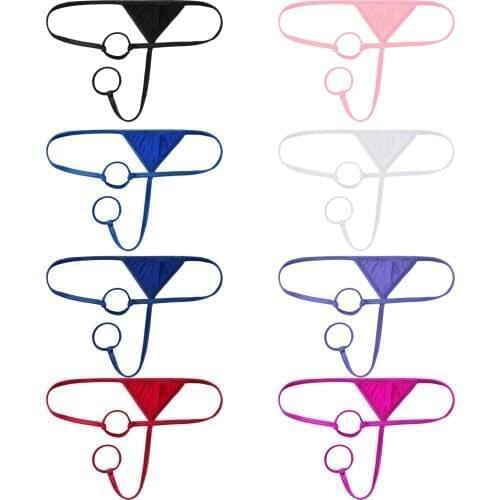 Mens Exotic Lingerie Panties O-Ring T-Back Bikini Briefs Open Penis Hole Sissy G-string Thongs Sexy Underwear Underpants