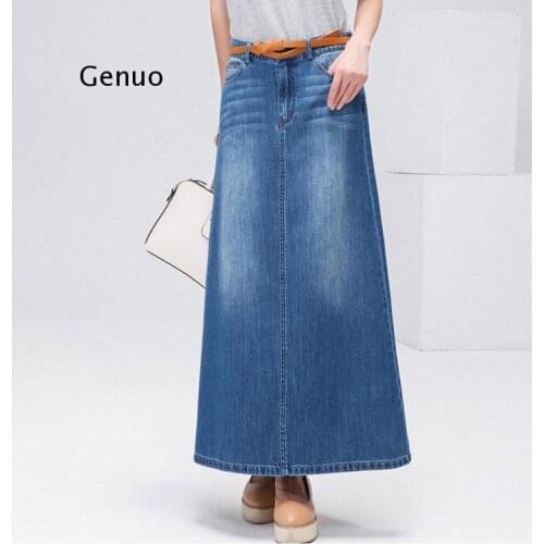 New Fashion Elastic High Waist Long A-line S To 2XL Plus Size Denim Skirts Spring And Summer Style Women jeans Skirt