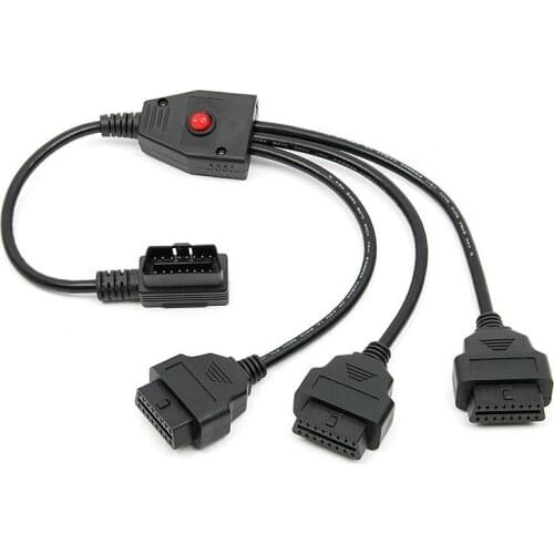 OBD2 OBDII Diagnostic Extension Cable 1 to 3 16 Pin Male to Female Y Splitter Cord with ONE Power Switch 50cm