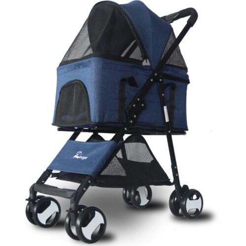 Pet Stroller Light Folding Cart Cat Dog Teddy Nest Basket Outdoor Travel Supplies