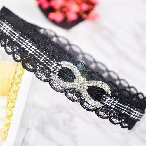 Fancyin Geometric Grid Hairbands Lace Infinite Shape Headbands for Women and Girls Rhinestone Hair Accessories