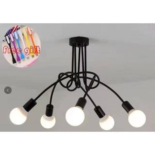 Northern Europe simple LED dining room iron art branch elbow study living room small bedroom personality creative ceiling lamp