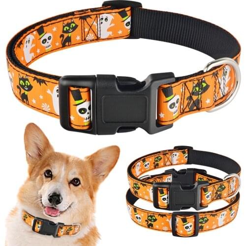 Airui Dog Small Medium Large Dog Collar Halloween Adjustable Male Female Puppy Collar S-XL