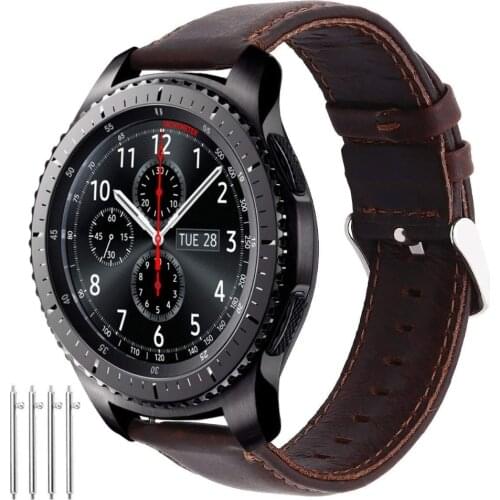 Gear s3 Frontier band for Samsung Galaxy watch 46mm strap 22mm Leather Crazy Horse bracelet Huawei watch GT strap Grea S 3 46 mm