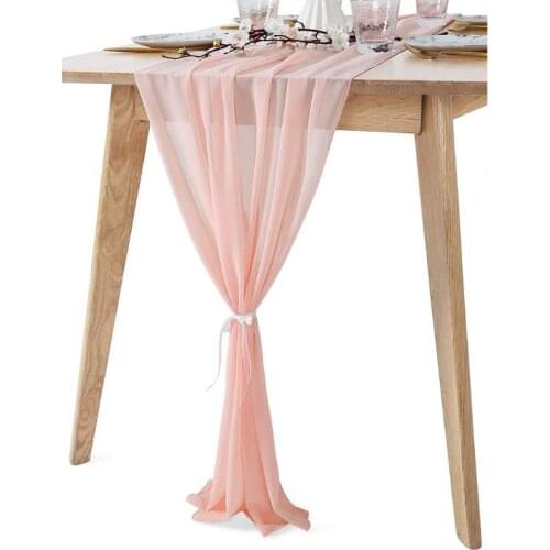 Luxury Wedding Chiffon Rectangle Extra Long Romantic Sheer Table Runner Holiday Tablecloth Overlay Party Decoration Dropship