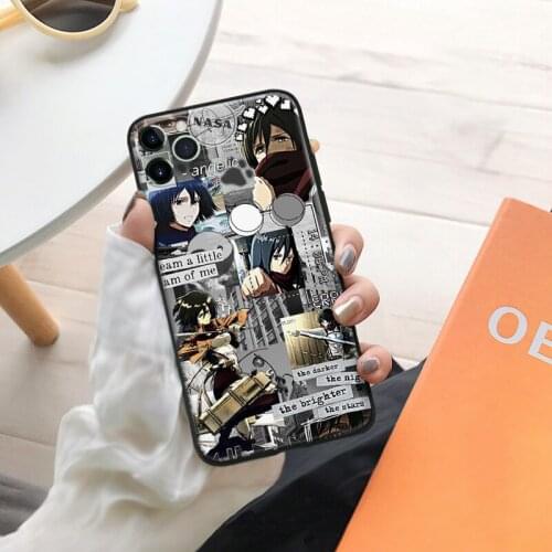 Attack on Titan Anime Mikasa Ackerman art silicone Phone Case FOR iPhone Se 6 6s 7 8 Plus X Xr Xs 11 12 Mini Pro Max Glass Cover