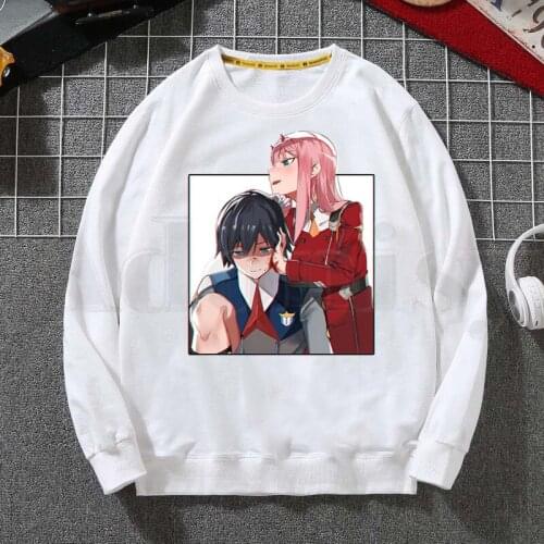 Zero TWO Darling In The Franxx Anime 02 Harajuku Hoodies Sweatshirt Print Trend Mens Clothes Hip-Hop Male Crewneck Hoodies Men