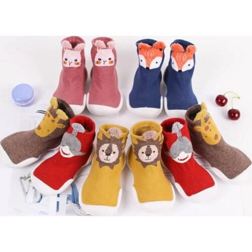 Toddler Baby Knitted Leopard Floor Socks Shoes with Rubber Soles Infant Anti-slip Indoor Socks Newborn Spring Summer Autumn