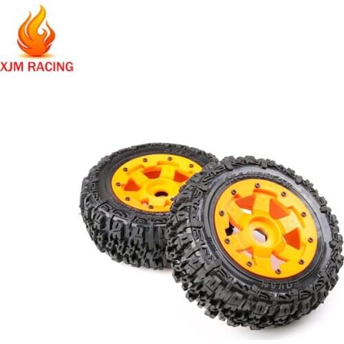 High-strength Nylon Wasteland Wheels Tire Front or Rear Wheel Assembly Kit for 1/5 Hpi Rofun Rovan Km Baja 5T Rc Car Toys Parts