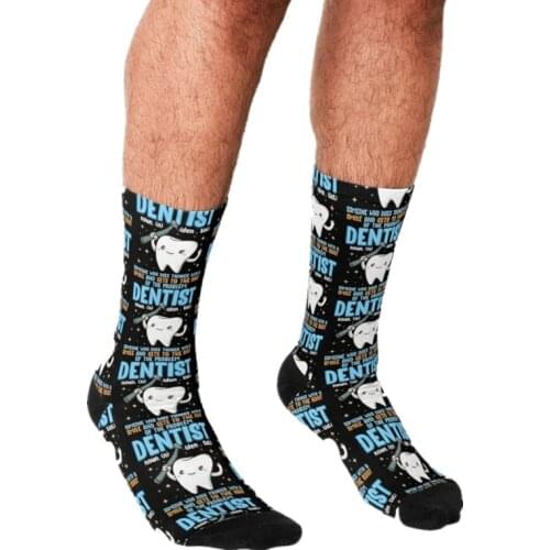 Funny Mens socks Dentist Definition Fact pattern Printed hip hop Men Happy Socks cute boys street style Crazy Socks for men