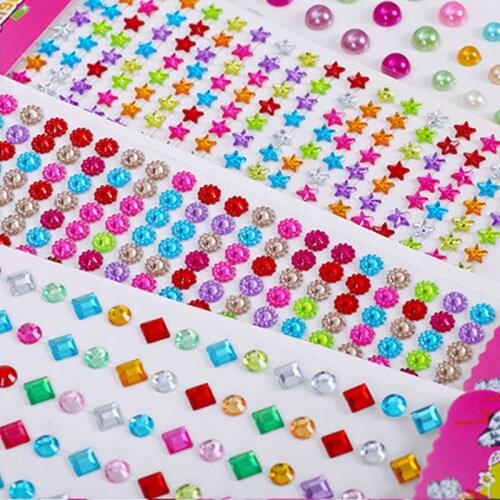 1 Set Acrylic Mixed Color Self Adhesive Mobile Phone Car Decor Diamond Sticker Scrapbooking Craft Sticker Rhinestone Decoration