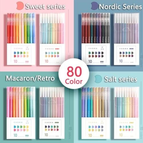 10 Color Fineliner Highlighter Cute Gel Pen Set Mildliner Ballpoint Art Supplies Pastel Marker School Office Stationery Drwning