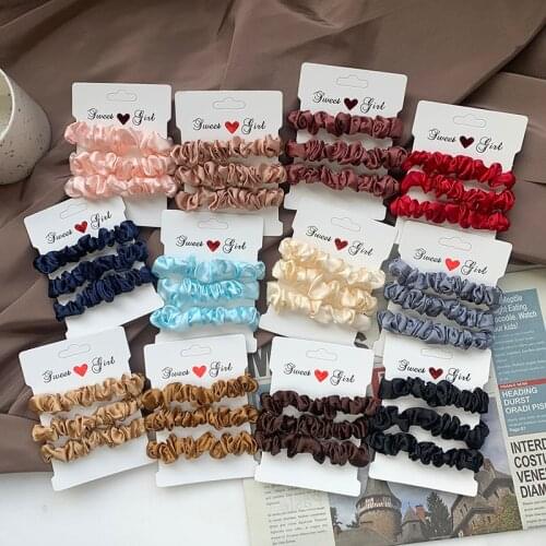 3Pcs/Set Solid Silk Elastic Hair Bands Women Headband Scrunchie Rubber Band Girls Ponytail Holder Fashion Hair Accessories 2021