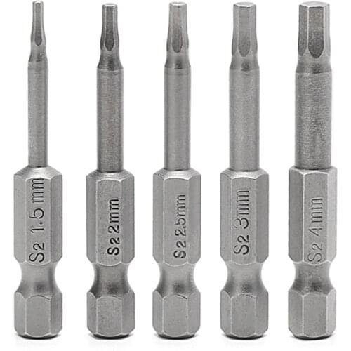 5 Pcs Magnetic Hexagon Screwdriver S2 Steel 1/4" Hex Shank 50mm Power Drill Bit