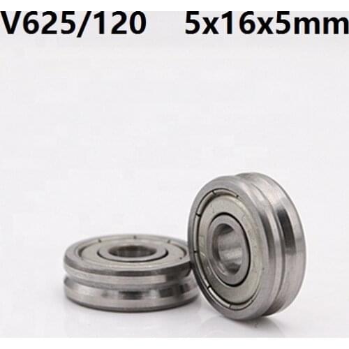 50pcs/lot V625ZZ V625/120 625VV 5x16x5 mm V groove ball bearing guide track roller wheel bearing pulley bearing 5*16*5