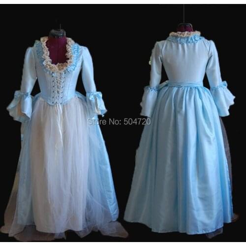 Tailored!Blue Vintage costumes 18th Duchess Retro medieval Renaissance Reenactment Theatre Civil war Victorian dress HL-373